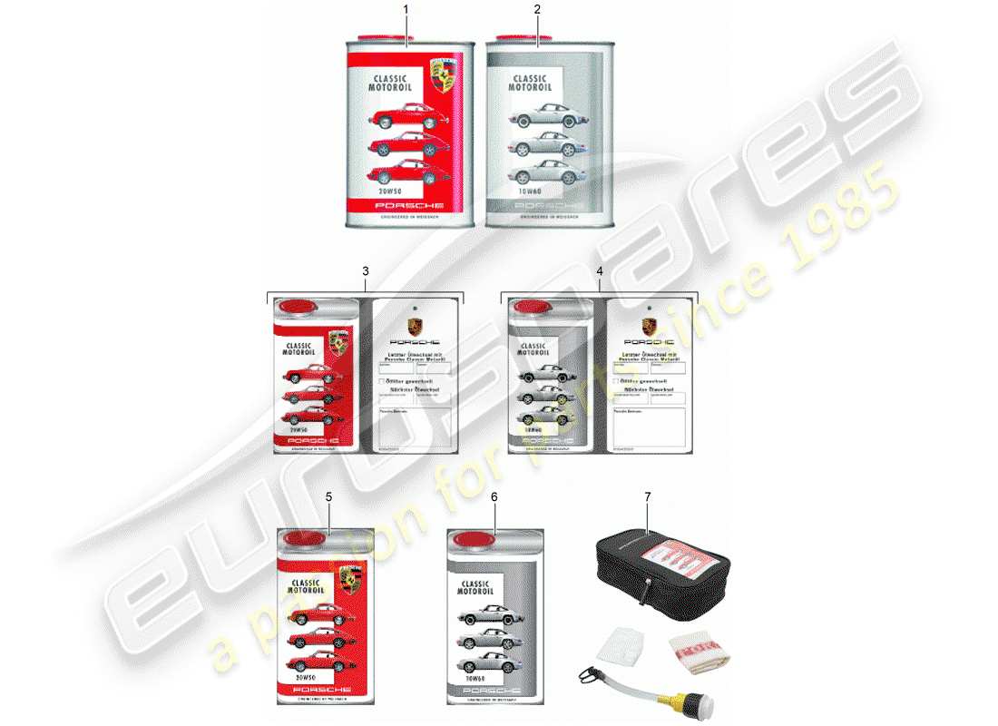un diagramma delle parti dal catalogo delle parti porsche 1989 (accessories)