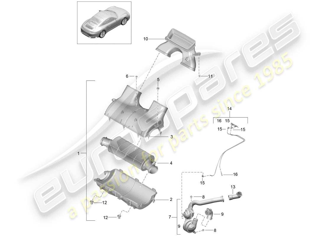 un diagramma delle parti dal catalogo delle parti porsche 2020 (991-2)