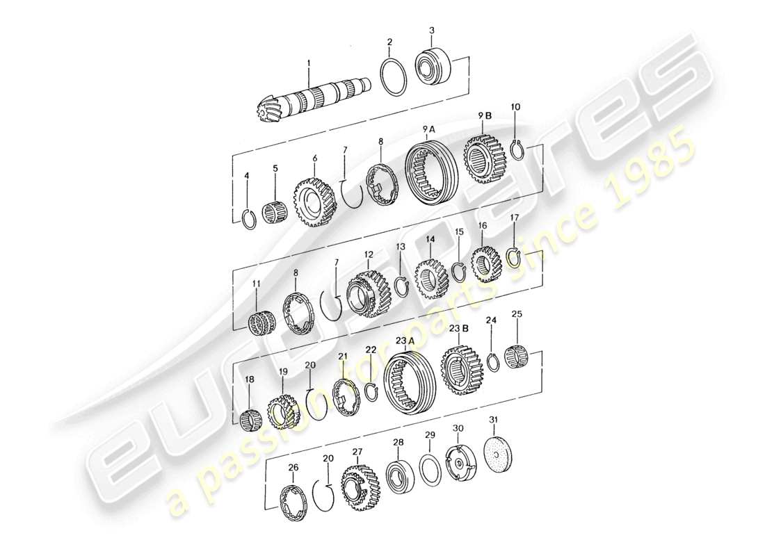 un diagramma delle parti dal catalogo delle parti porsche 2004 (986 boxster)