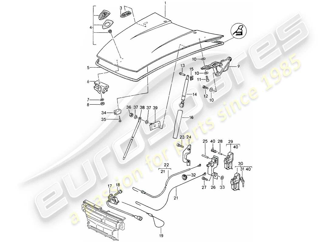 un diagramma delle parti dal catalogo delle parti porsche 1996 (993)