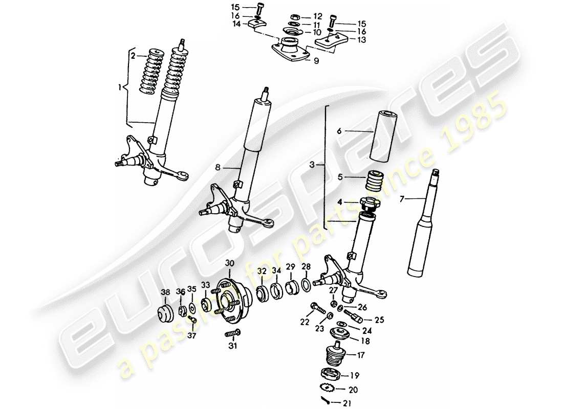 un diagramma delle parti dal catalogo delle parti porsche 911
