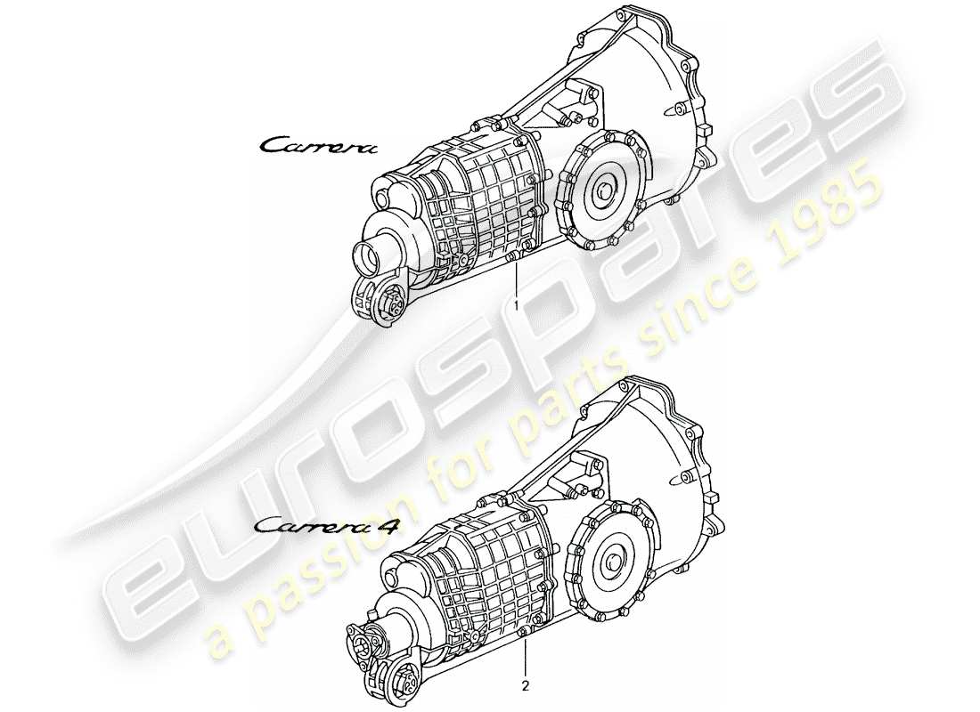 un diagramma delle parti dal catalogo delle parti porsche 1985 (refurbished and exchange catalogue)