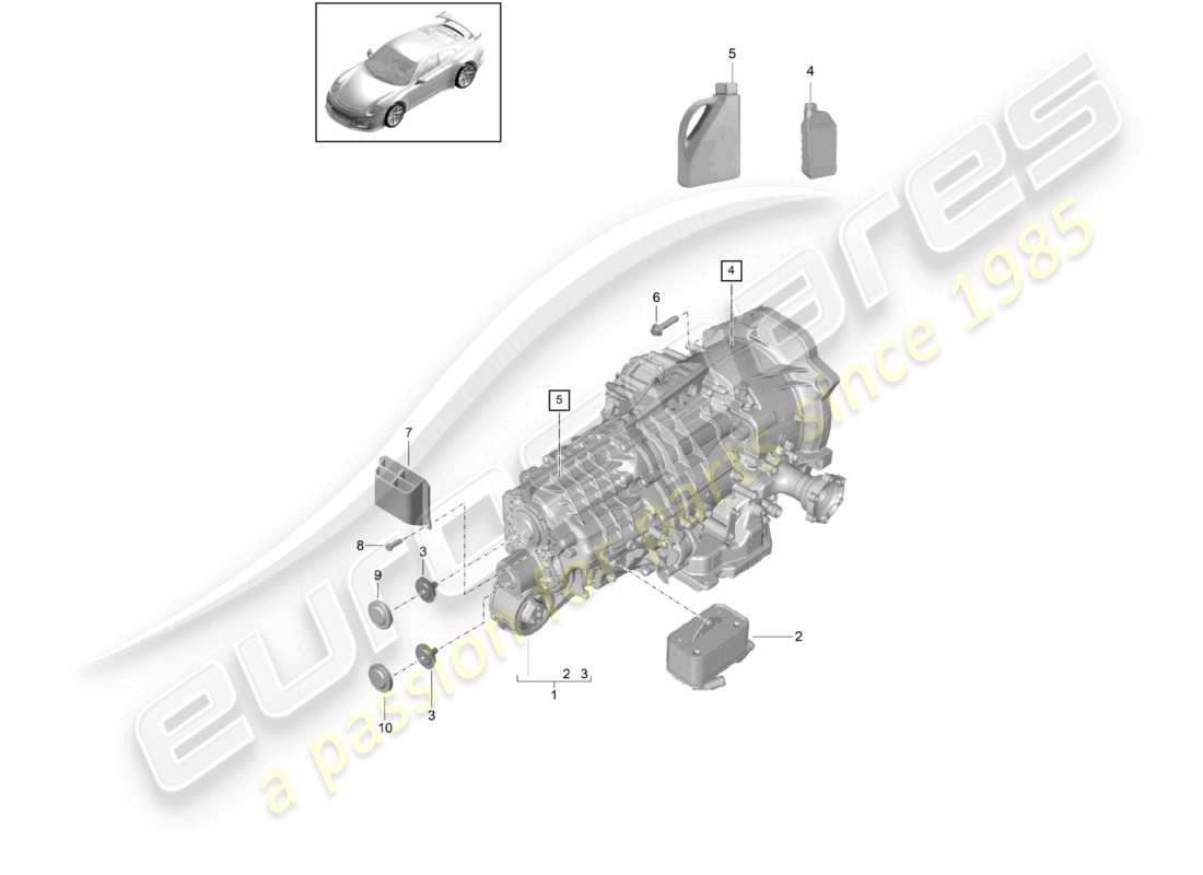un diagramma delle parti dal catalogo delle parti porsche 2014 (991-1 r/gt3/rs)