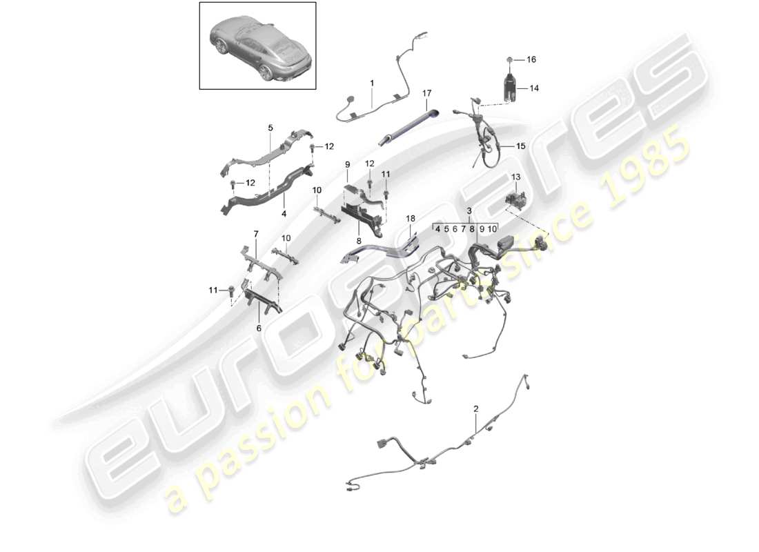 un diagramma delle parti dal catalogo delle parti porsche 2020 (991-2 turbo)