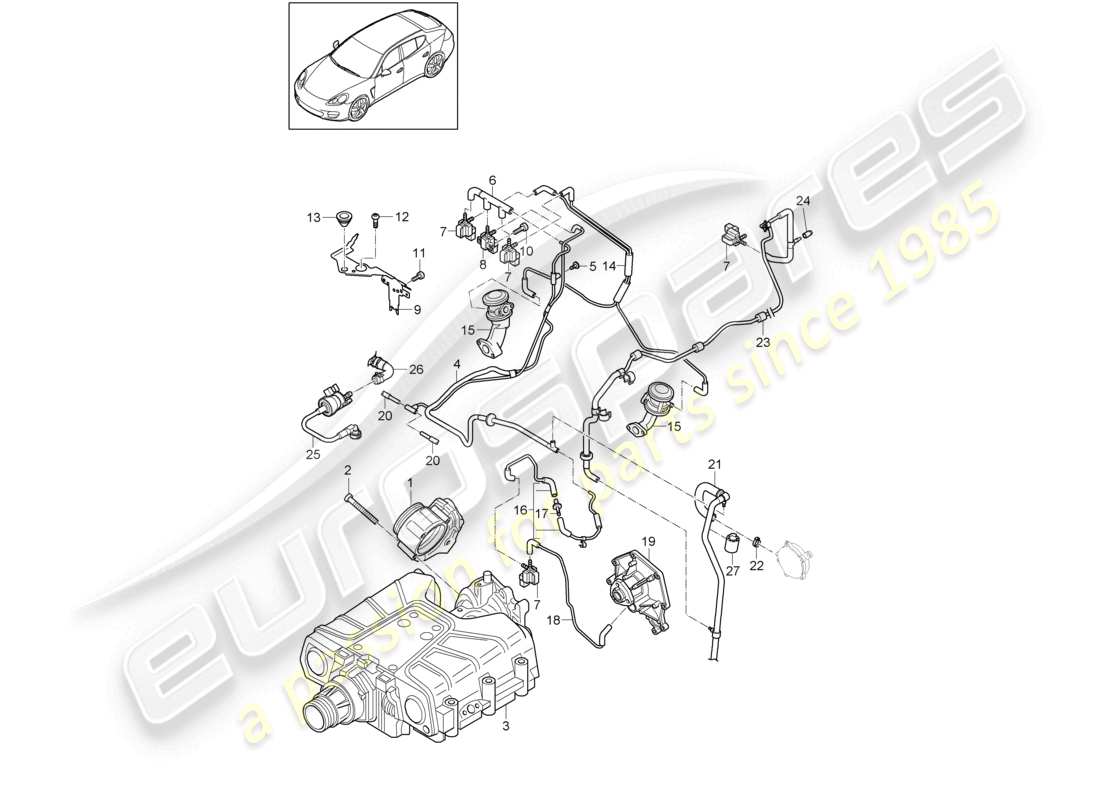 un diagramma delle parti dal catalogo delle parti porsche 2013 (panamera 970)