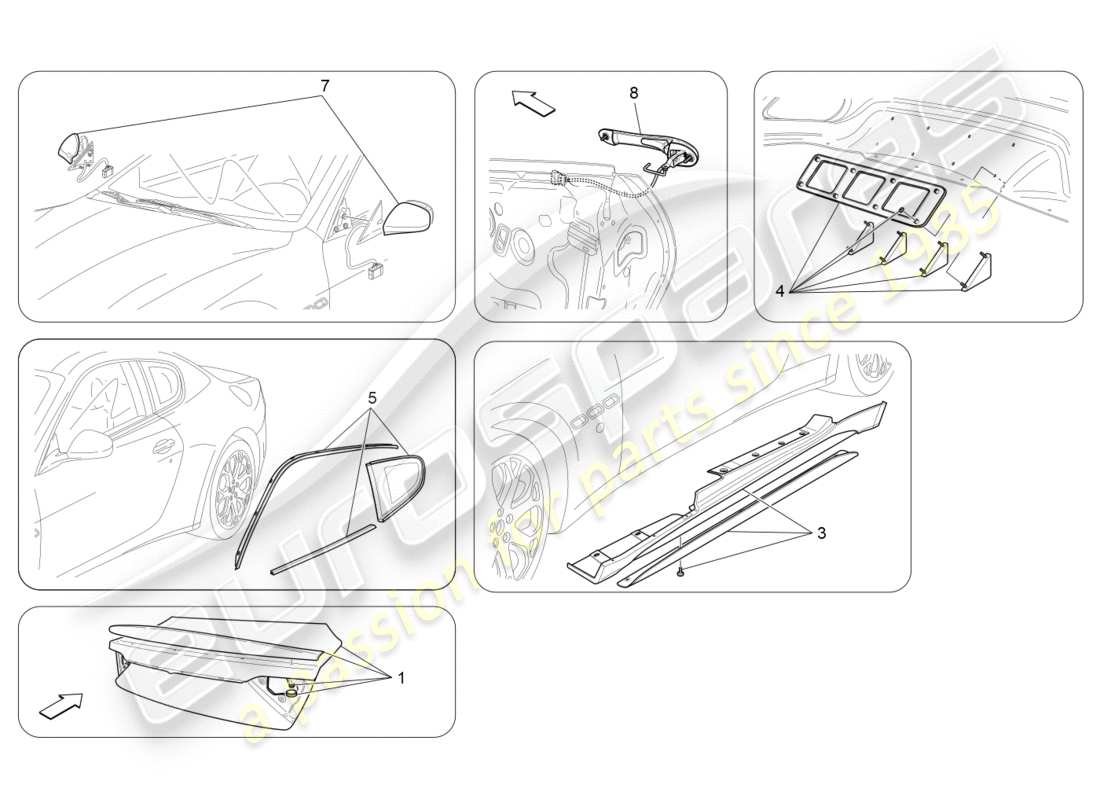 maserati granturismo s (2016) diagramma delle parti degli accessori aftermarket