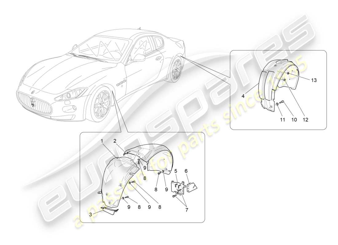 maserati granturismo (2014) timoneria e coperchi diagramma delle parti