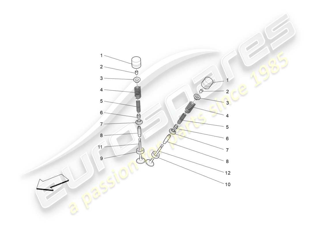 maserati granturismo s (2017) diagramma delle parti delle valvole