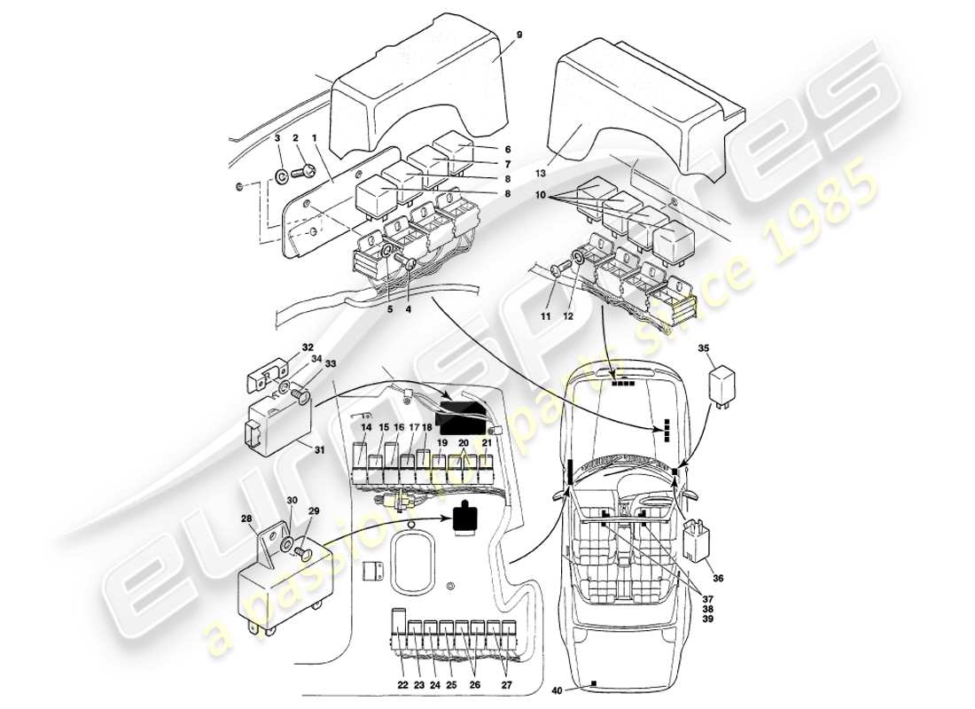 aston martin v8 volante (1999) relè, diagramma delle parti su vin 89026