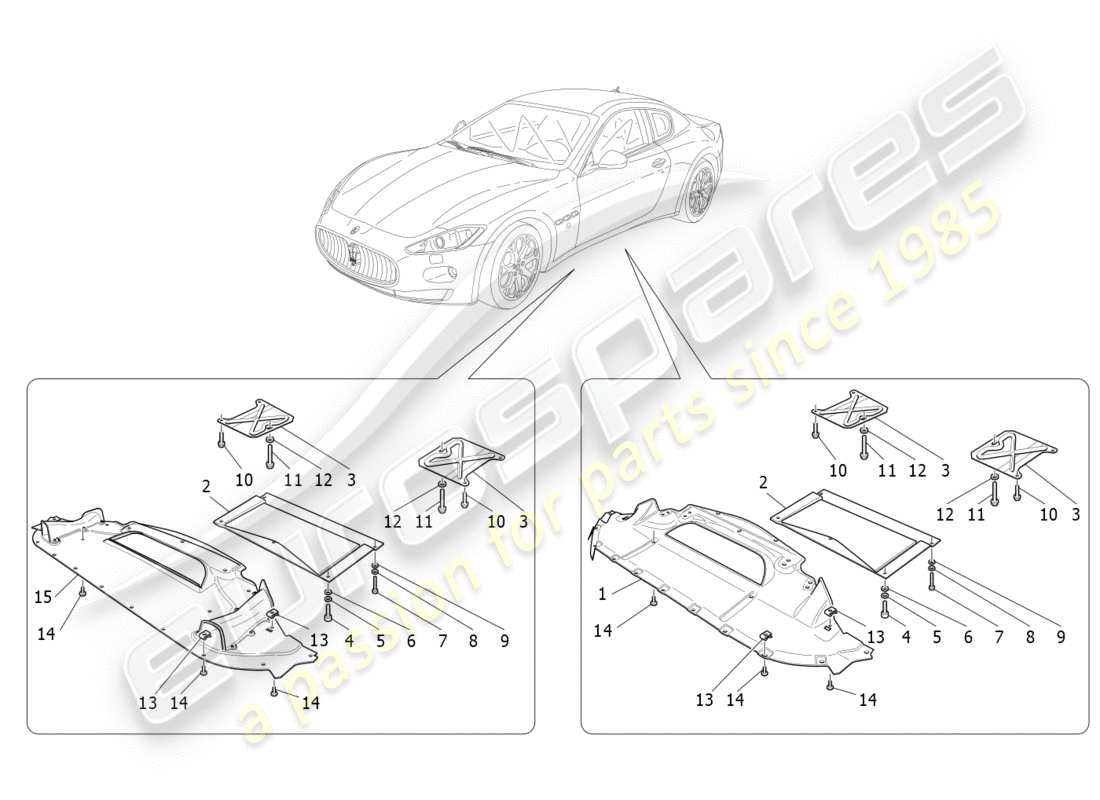 maserati granturismo (2016) protezioni sottoscocca e pianale diagramma delle parti