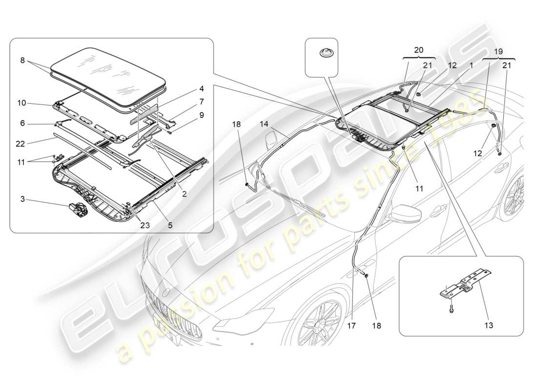 maserati qtp 3.0 tds v6 275hp (2015) diagramma delle parti del tetto apribile