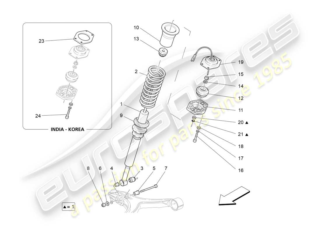 maserati granturismo s (2019) diagramma delle parti dei dispositivi dell'ammortizzatore anteriore