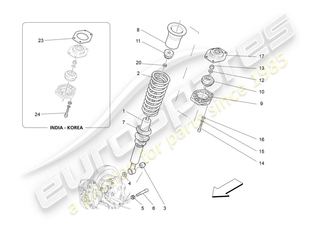 maserati granturismo s (2019) schema delle parti dei dispositivi ammortizzatore posteriore