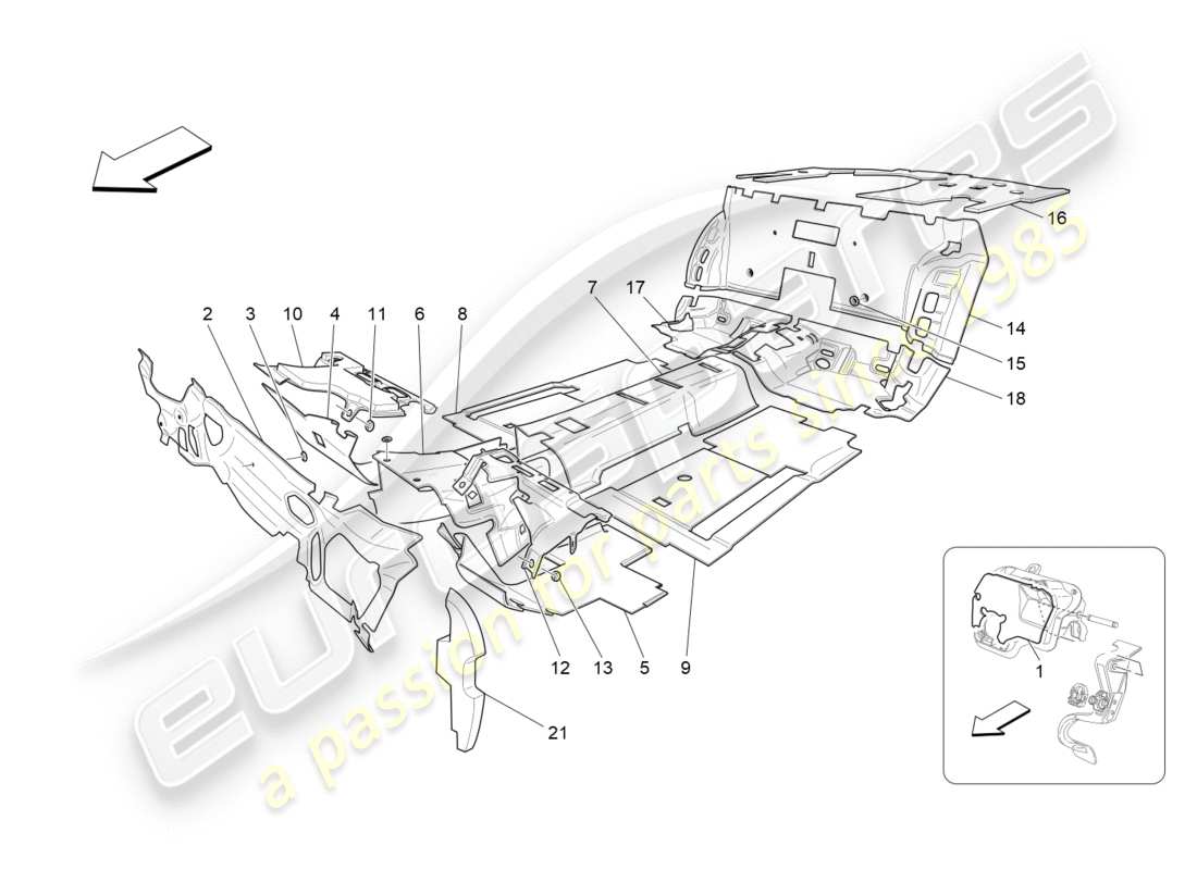 maserati qtp 3.0 tds v6 275hp (2015) pannelli insonorizzati all'interno del diagramma delle parti del veicolo
