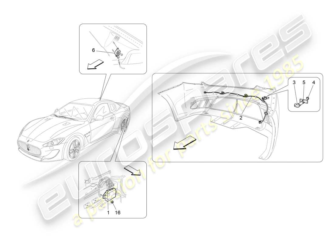 maserati qtp 3.0 tds v6 275hp (2015) diagramma delle parti dei sensori di parcheggio