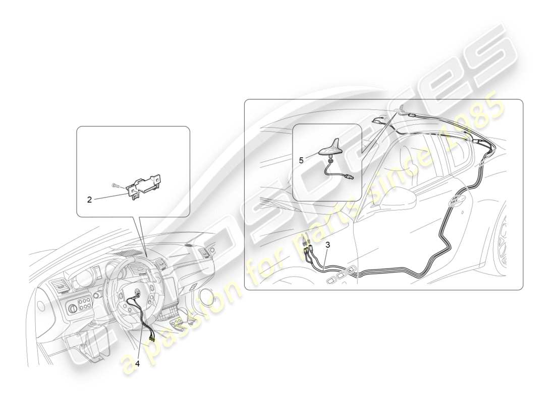 maserati granturismo s (2020) schema delle parti del sistema di ricezione e connessione