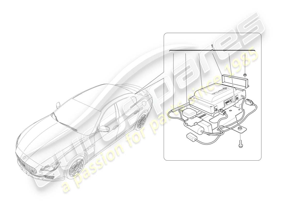 maserati qtp 3.0 tds v6 275hp (2015) diagramma delle parti del sistema di allarme e immobilizzatore