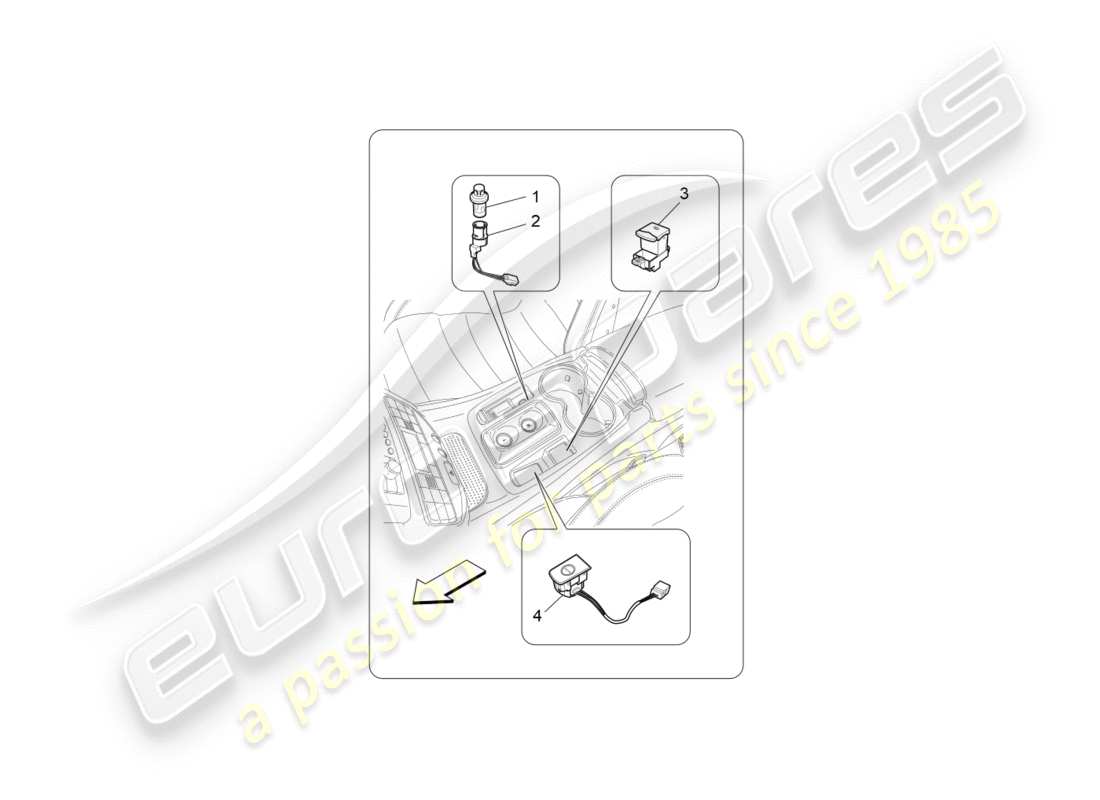 maserati qtp 3.0 tds v6 275hp (2015) dispositivi della console centrale diagramma delle parti