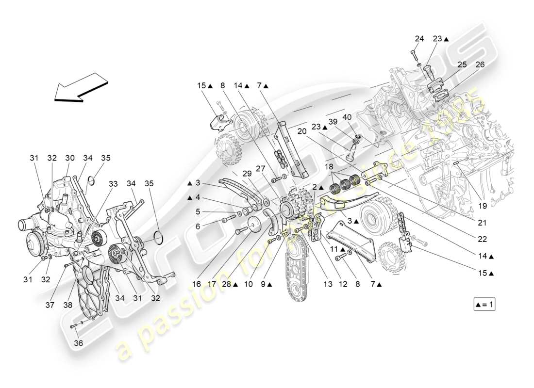 maserati granturismo (2010) diagramma delle parti di temporizzazione