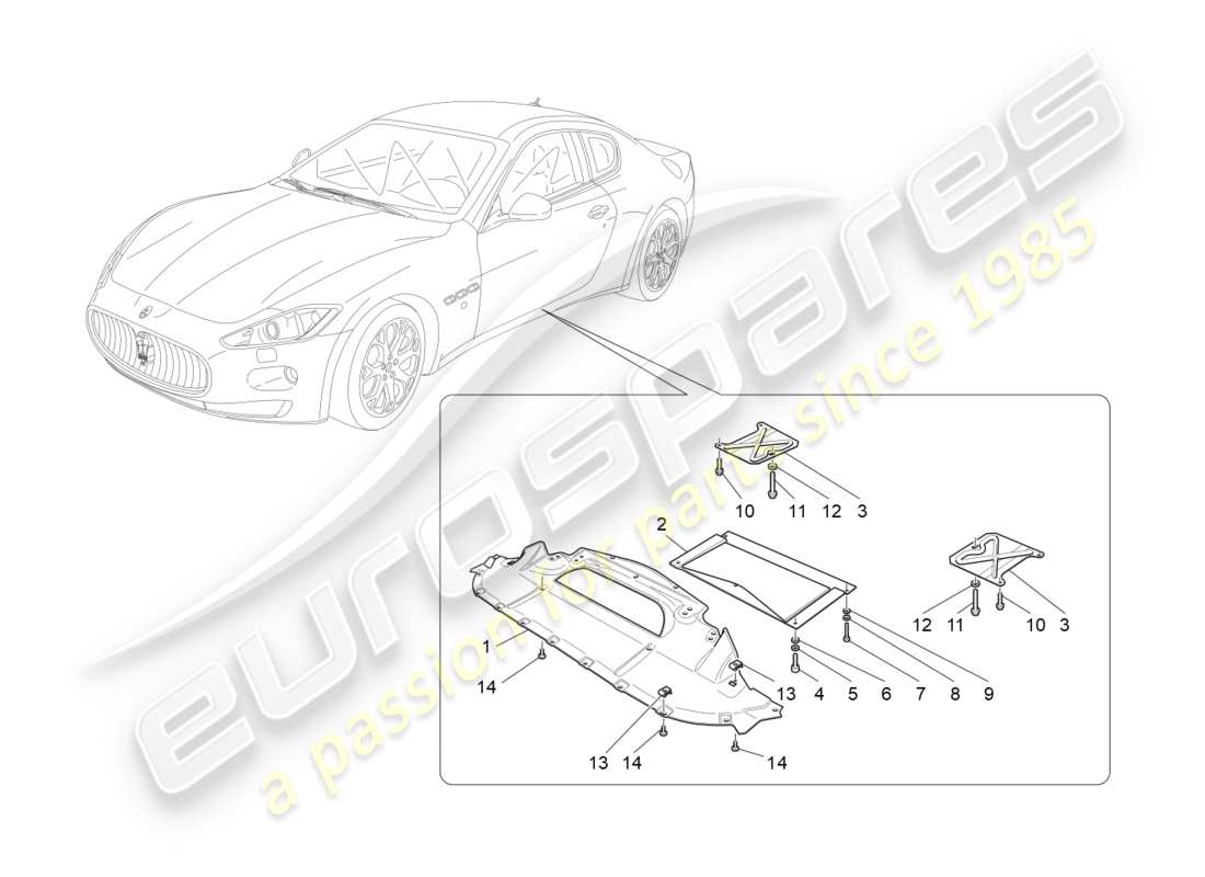 maserati granturismo (2010) schema delle parti delle protezioni sottoscocca e sottopavimento