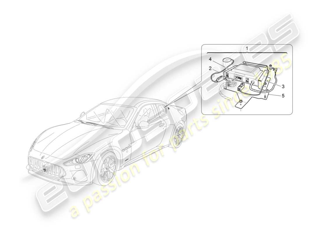 maserati granturismo s (2020) diagramma delle parti del sistema di allarme e immobilizzatore