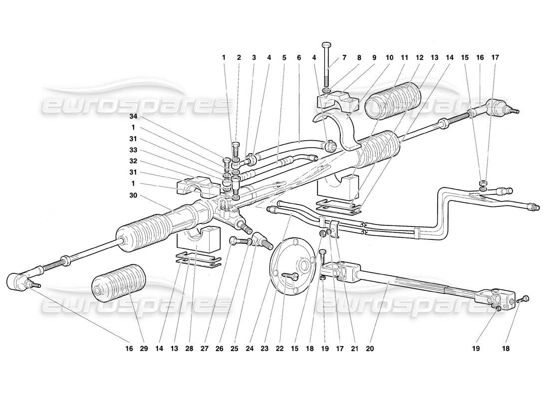 lamborghini diablo se30 (1995) schema delle parti del servosterzo (opzionale).