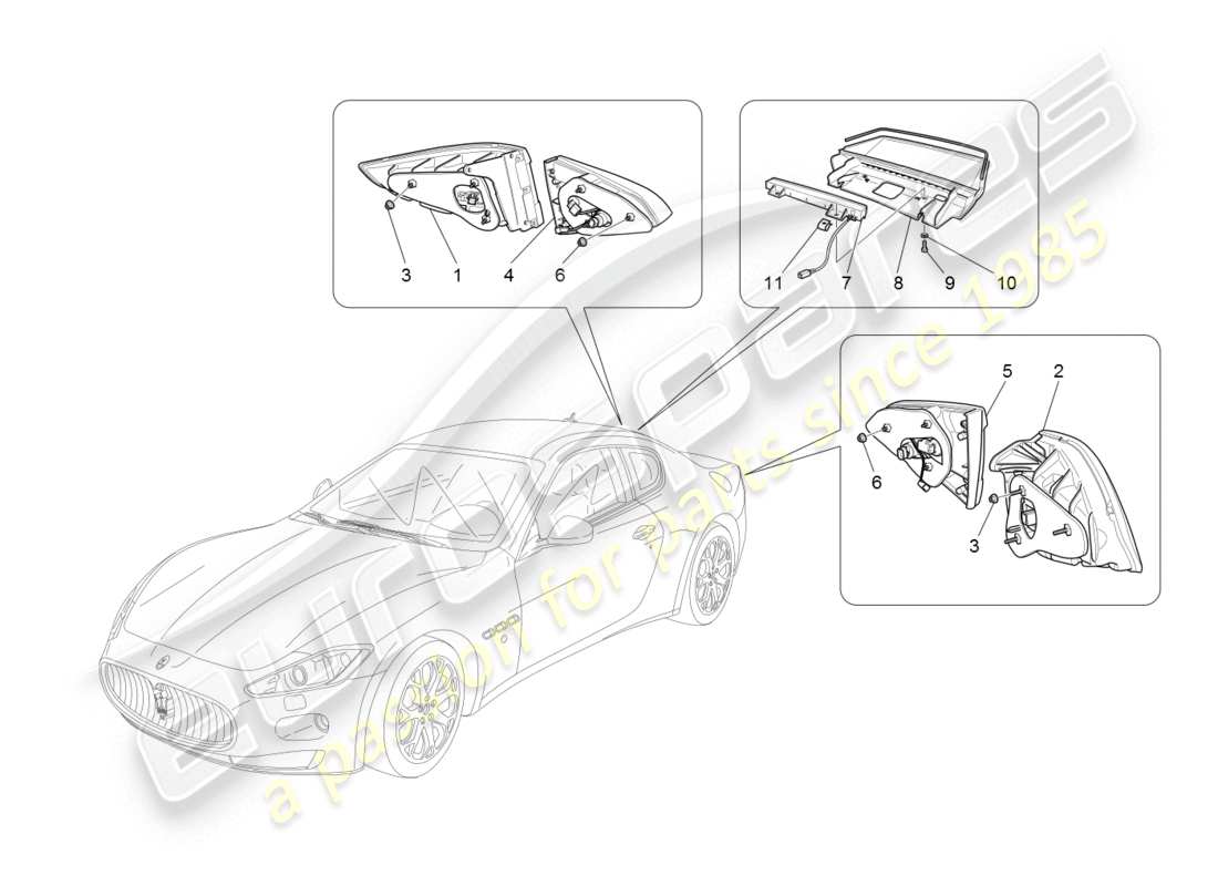 maserati granturismo (2008) gruppi fanali posteriori diagramma delle parti