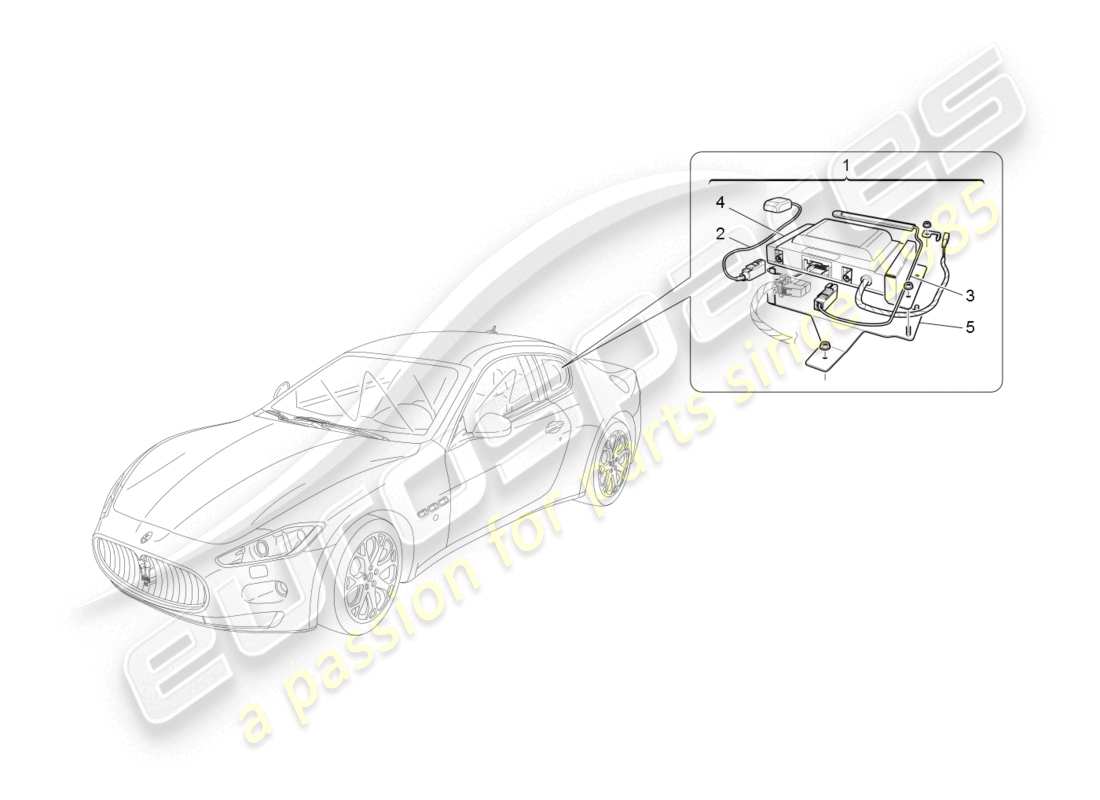 maserati granturismo (2008) diagramma delle parti del sistema di allarme e immobilizzatore