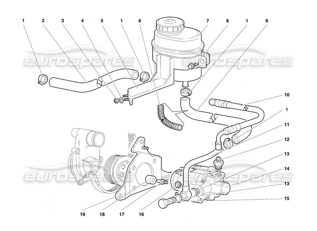 lamborghini diablo se30 (1995) servosterzo (opzionale) diagramma delle parti