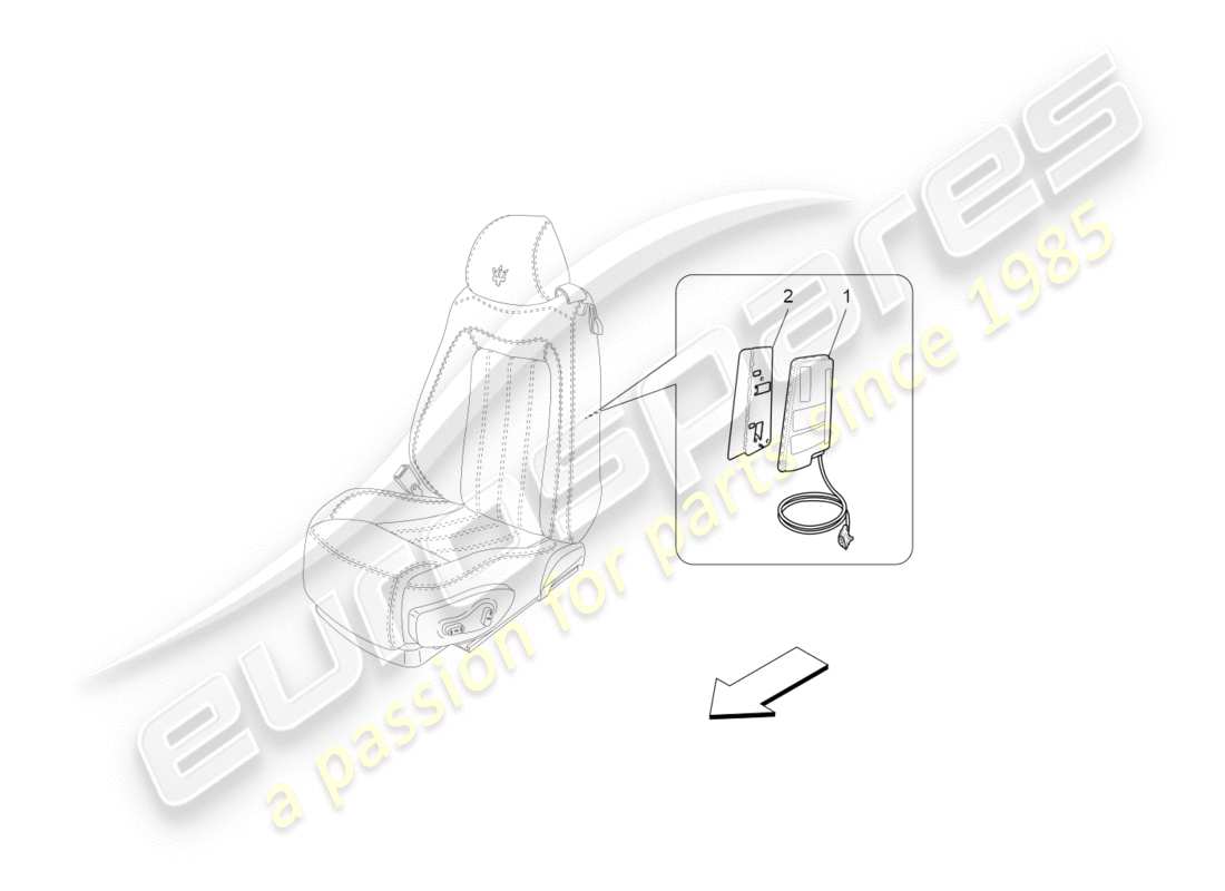 maserati granturismo (2016) sistema borse laterali anteriori diagramma delle parti
