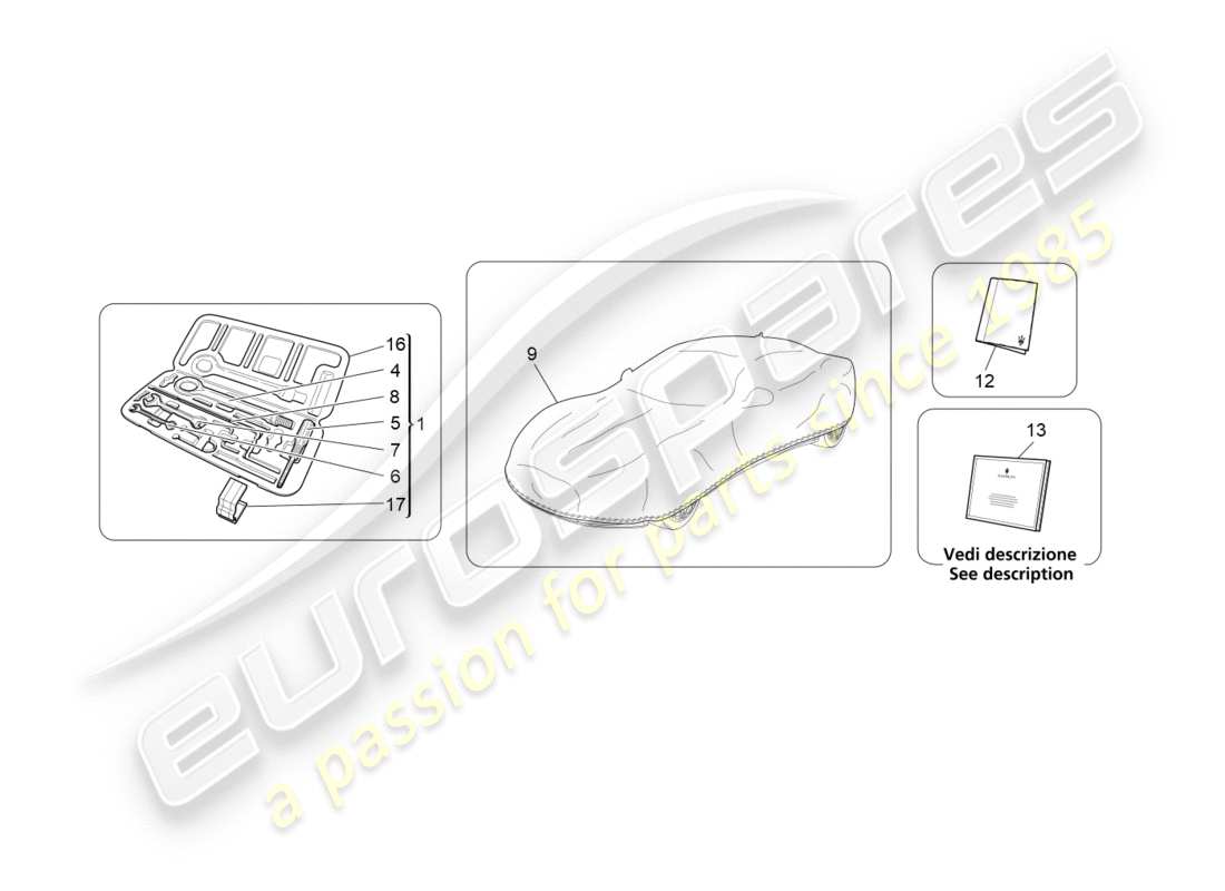 maserati granturismo s (2020) fornitura standard schema delle parti