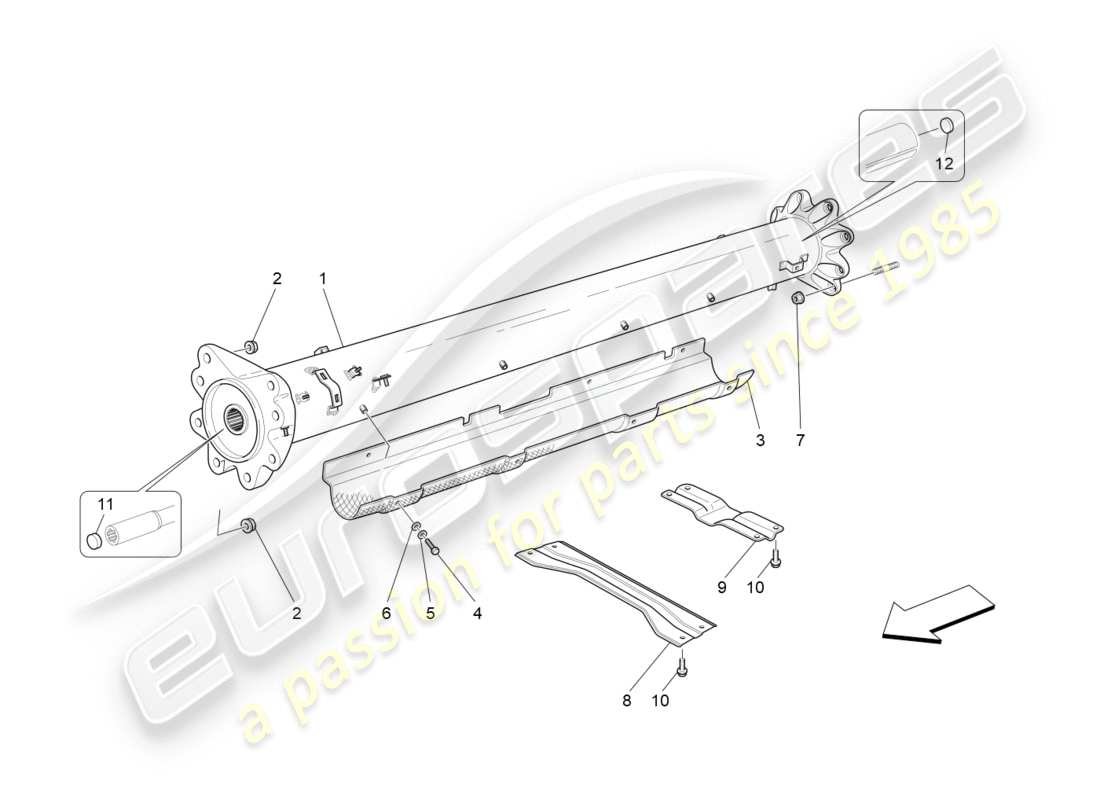 maserati granturismo s (2016) schema delle parti dell'albero di trasmissione