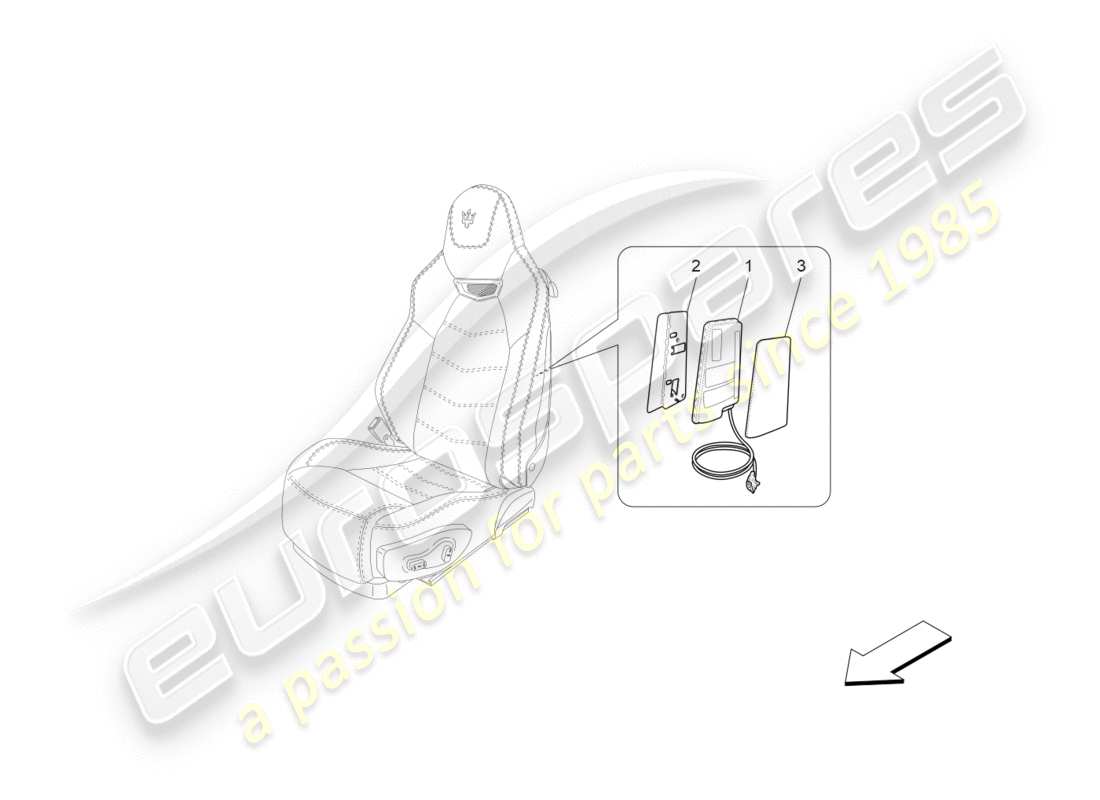 maserati granturismo s (2017) diagramma delle parti del sistema borsa laterale anteriore