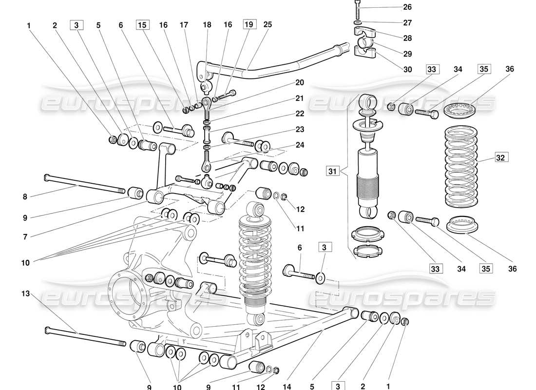 un diagramma delle parti dal catalogo delle parti lamborghini diablo (1991)