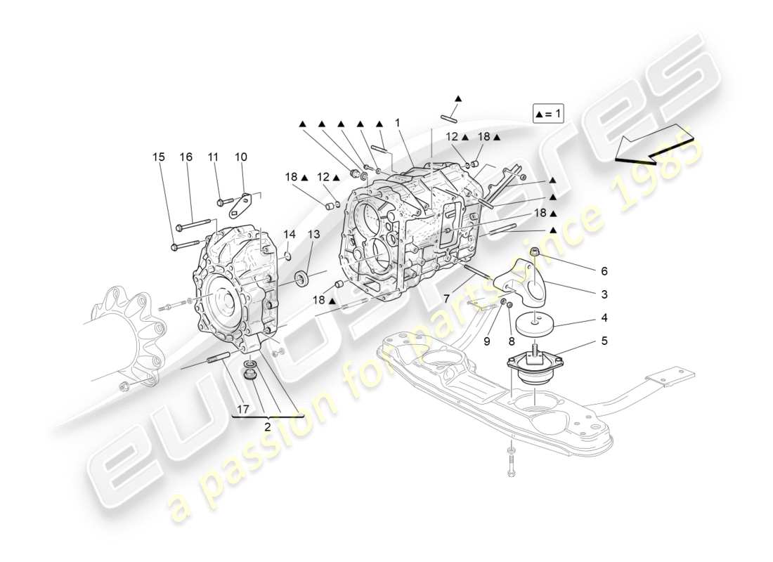 maserati granturismo (2011) alloggiamenti del cambio diagramma delle parti
