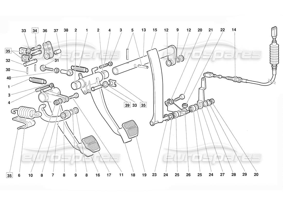 lamborghini diablo (1991) pedali (valido per la versione di giugno 1992) diagramma delle parti