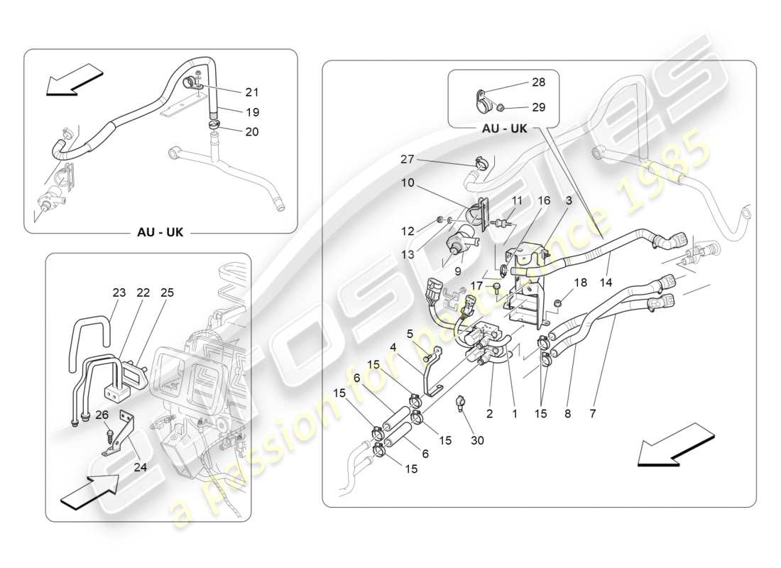 maserati granturismo (2012) centralina a/c: dispositivi vano motore diagramma delle parti