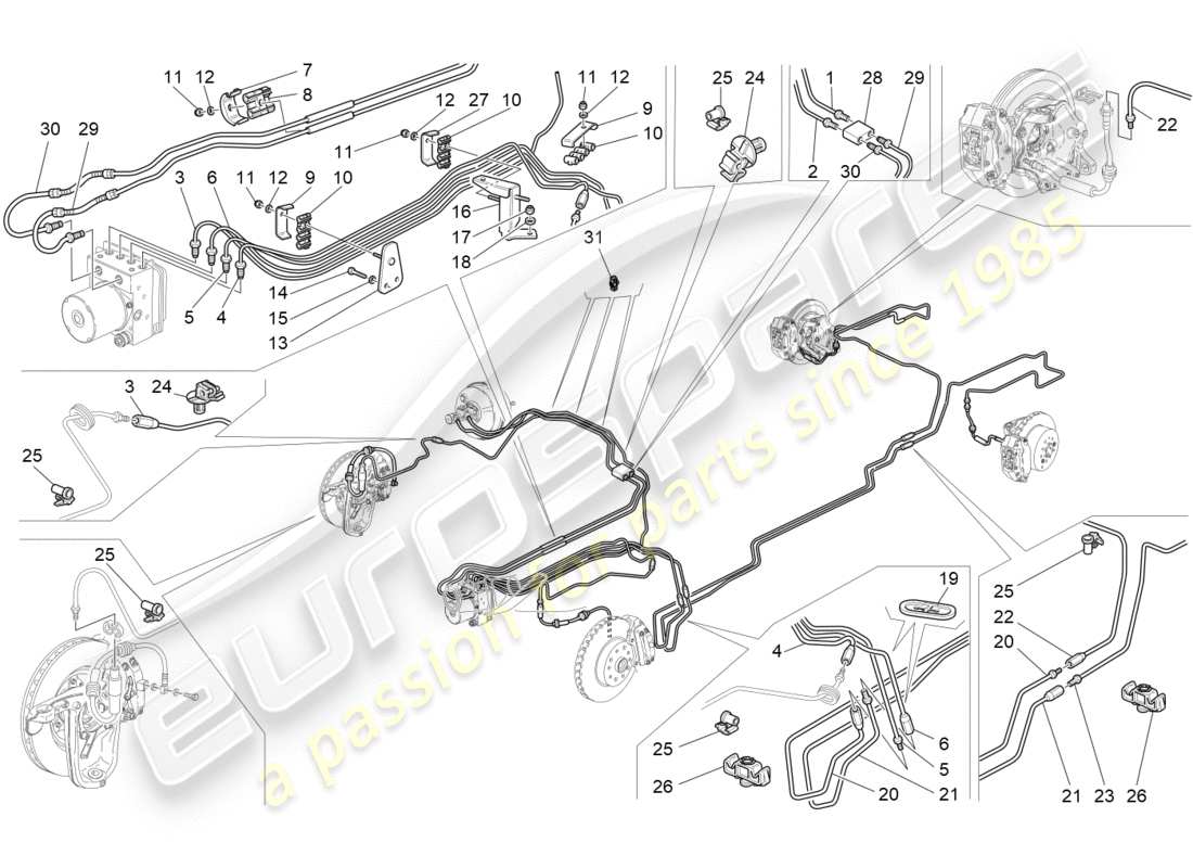 maserati qtp 3.0 tds v6 275hp (2015) diagramma delle parti di linee