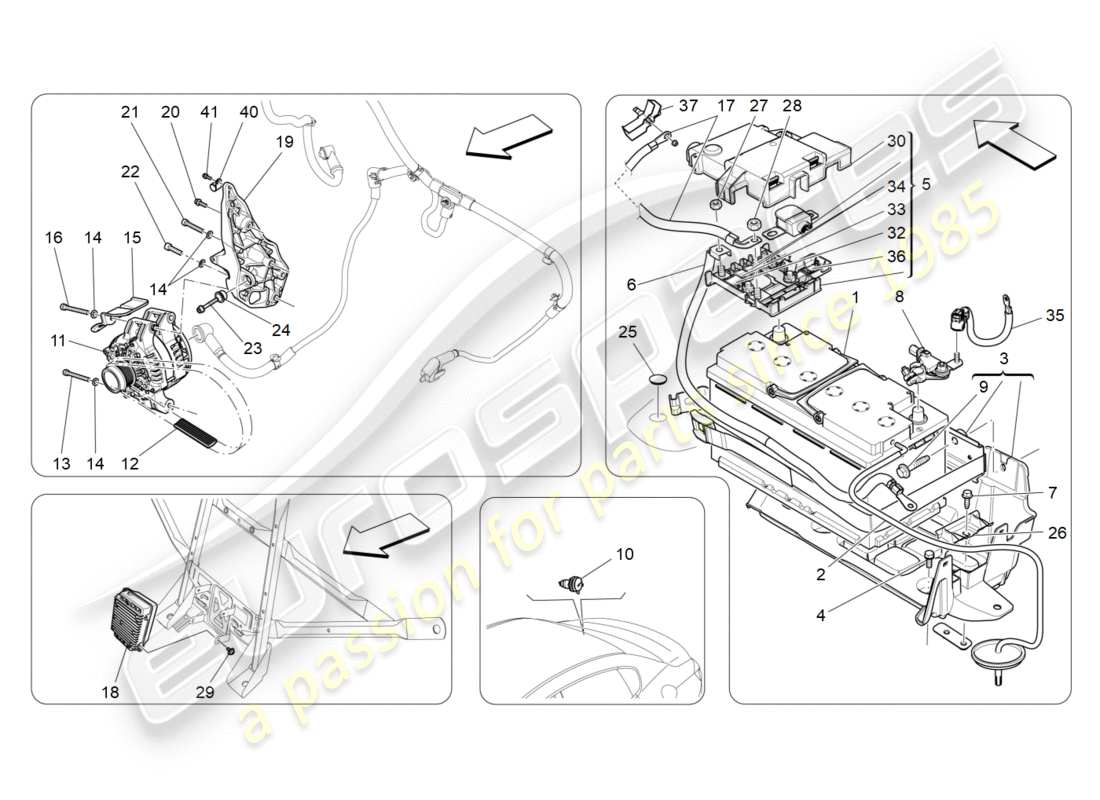 maserati qtp 3.0 bt v6 410hp (2014) diagramma delle parti di generazione e accumulo di energia