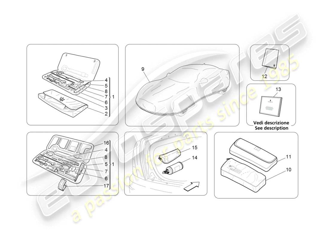 maserati granturismo (2008) fornitura standard schema delle parti