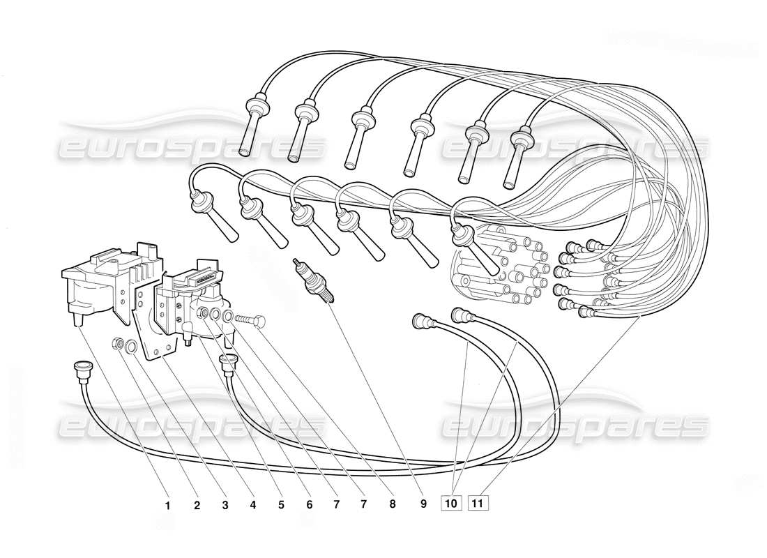 lamborghini diablo (1991) diagramma delle parti dei componenti elettrici (valido per la versione di giugno 1992).