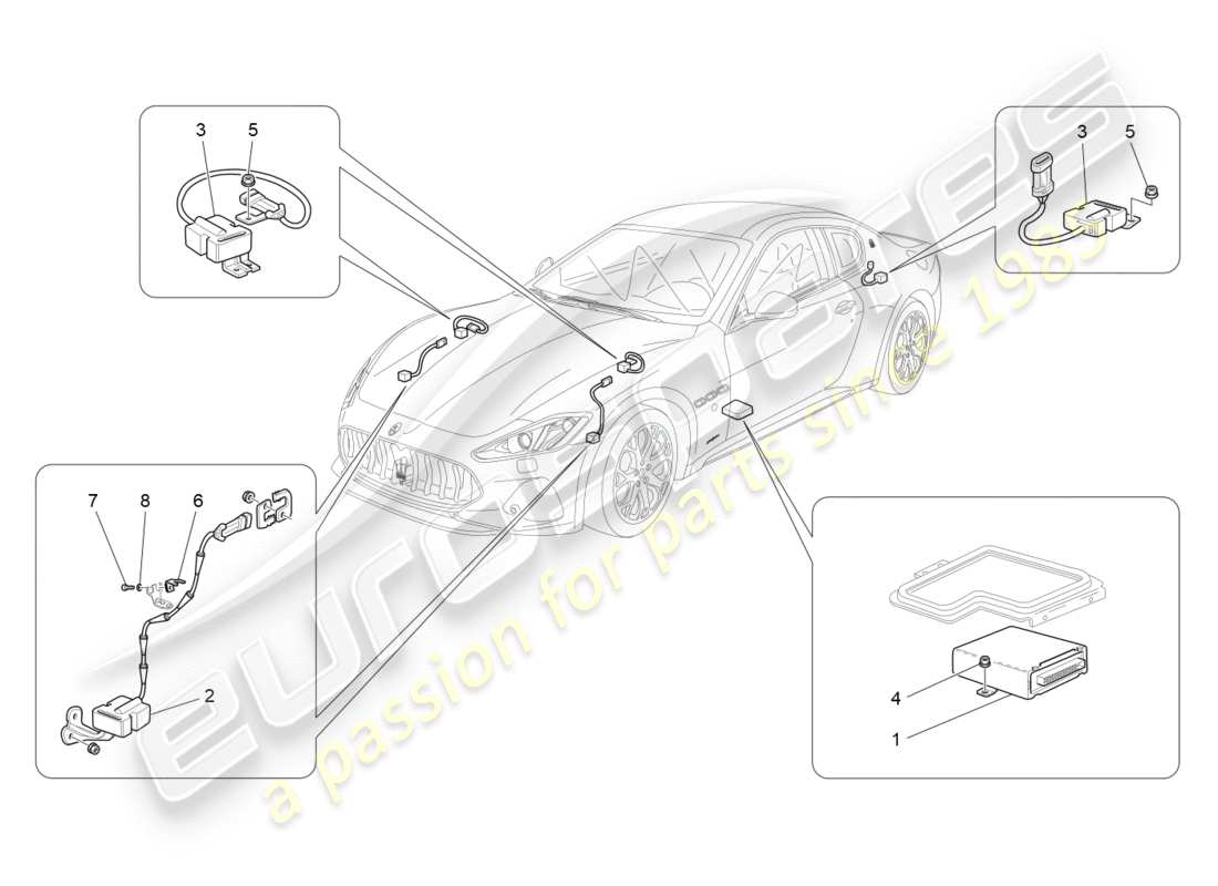 maserati granturismo s (2019) diagramma delle parti del controllo elettronico (sospensione).