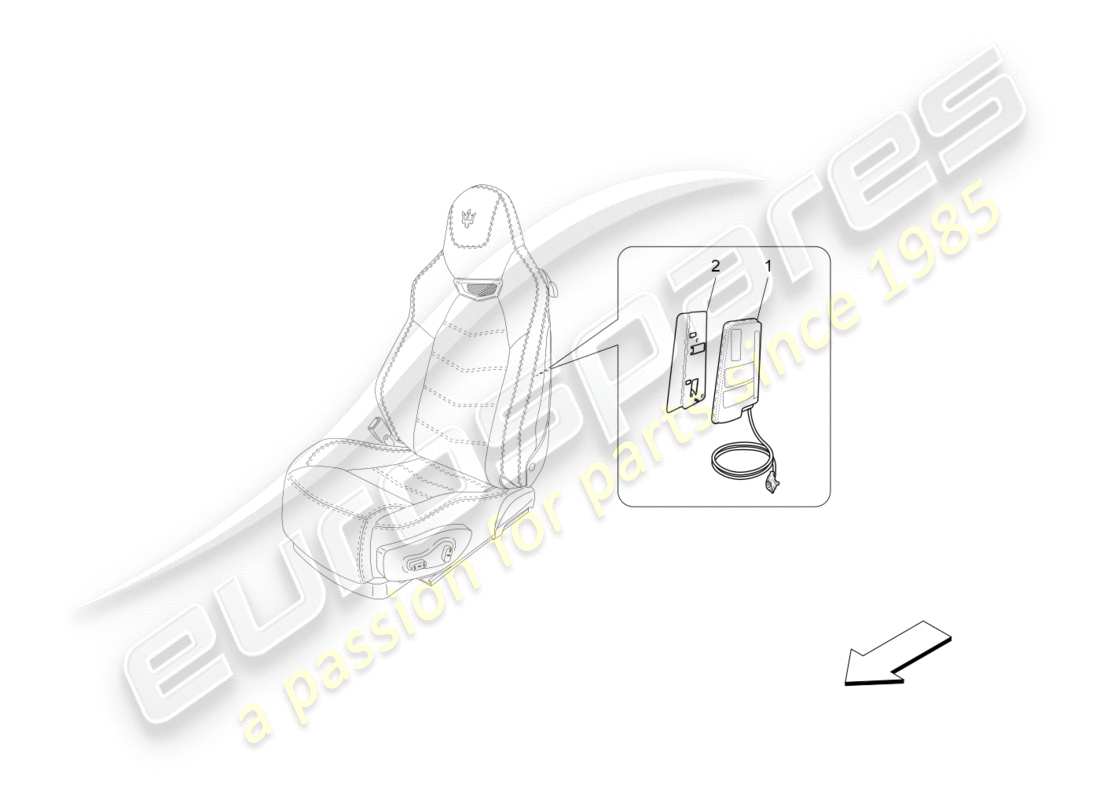 maserati granturismo s (2018) diagramma delle parti del sistema borsa laterale anteriore
