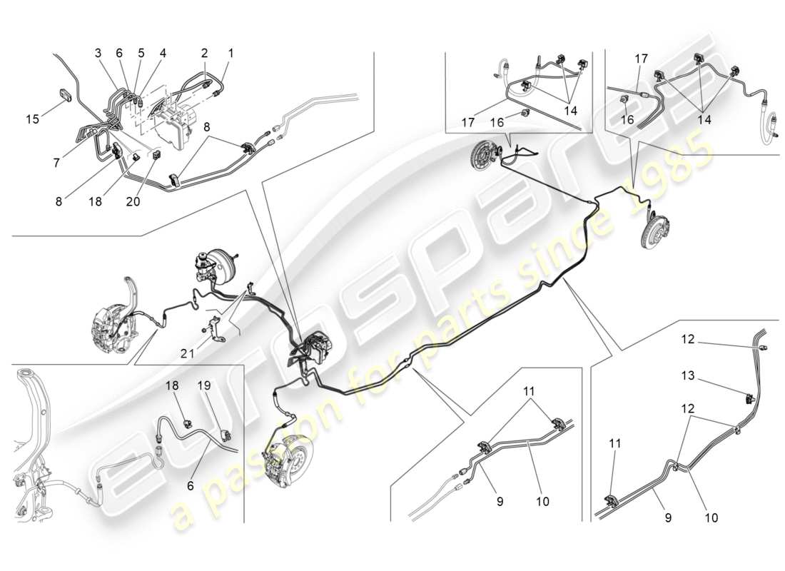 maserati qtp 3.0 bt v6 410hp (2014) diagramma delle parti di linee