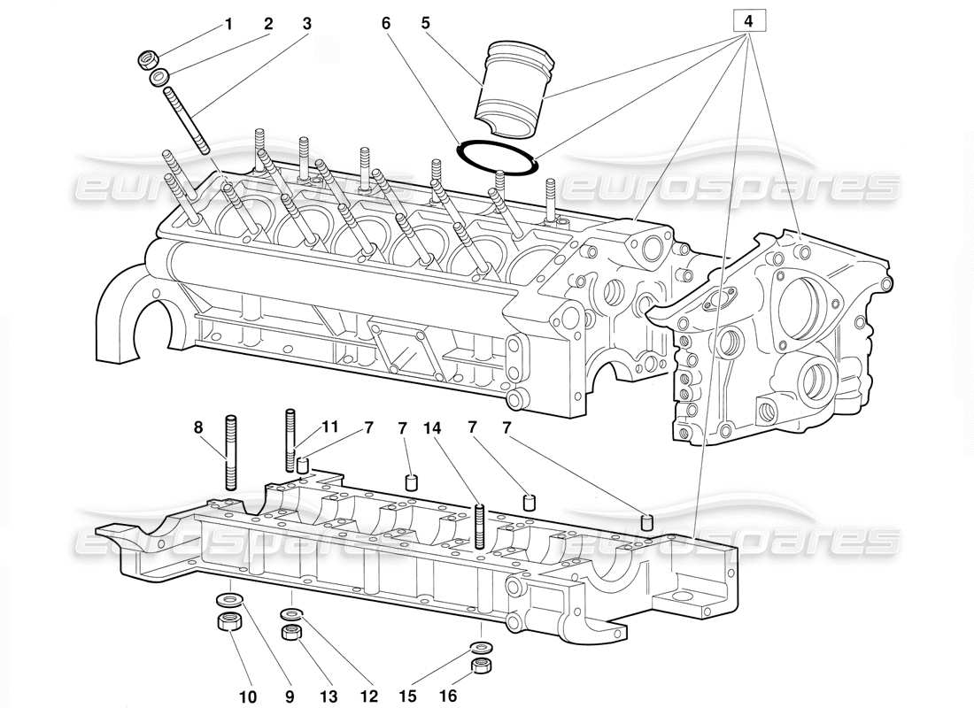 lamborghini diablo (1991) diagramma delle parti del basamento e del montaggio inferiore (valido per la versione giugno 1992).