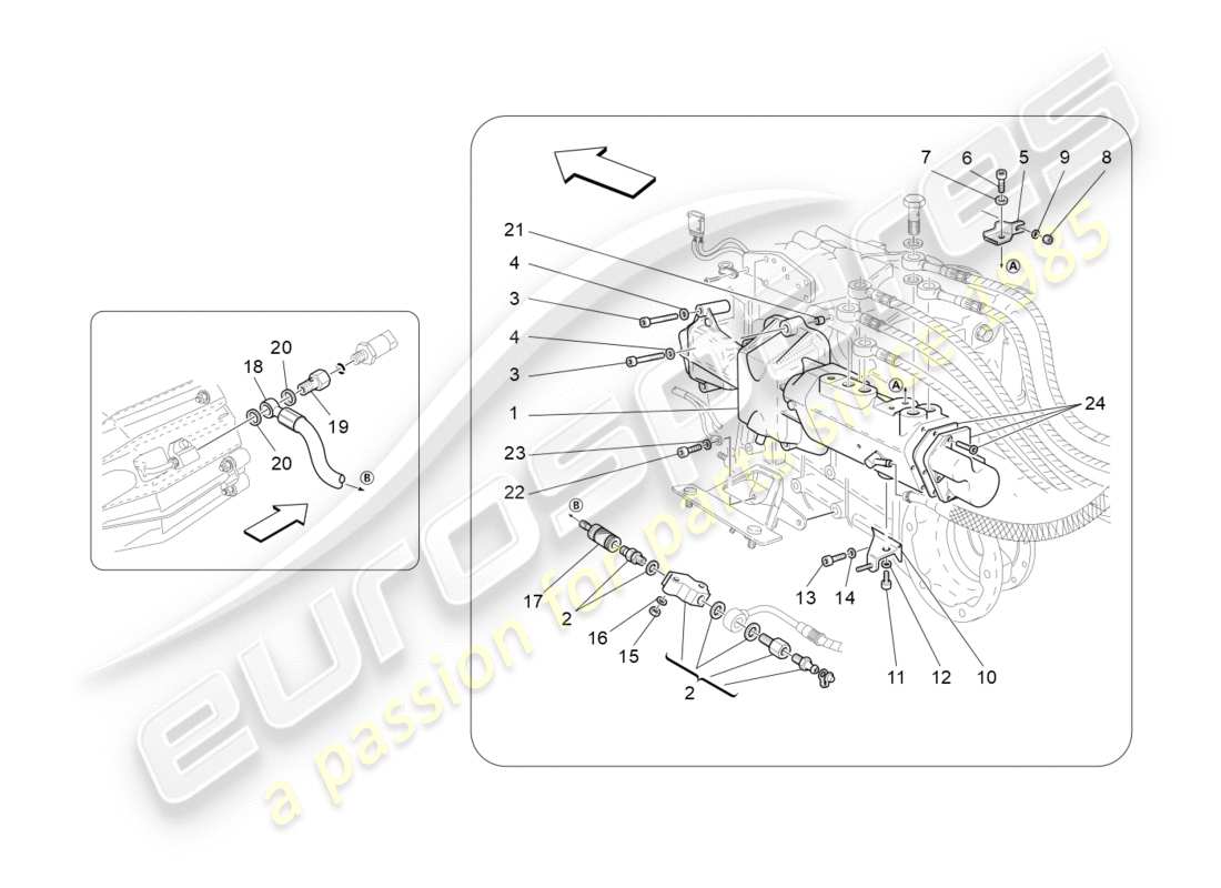 maserati granturismo (2010) parti idrauliche di azionamento per il cambio f1 diagramma delle parti