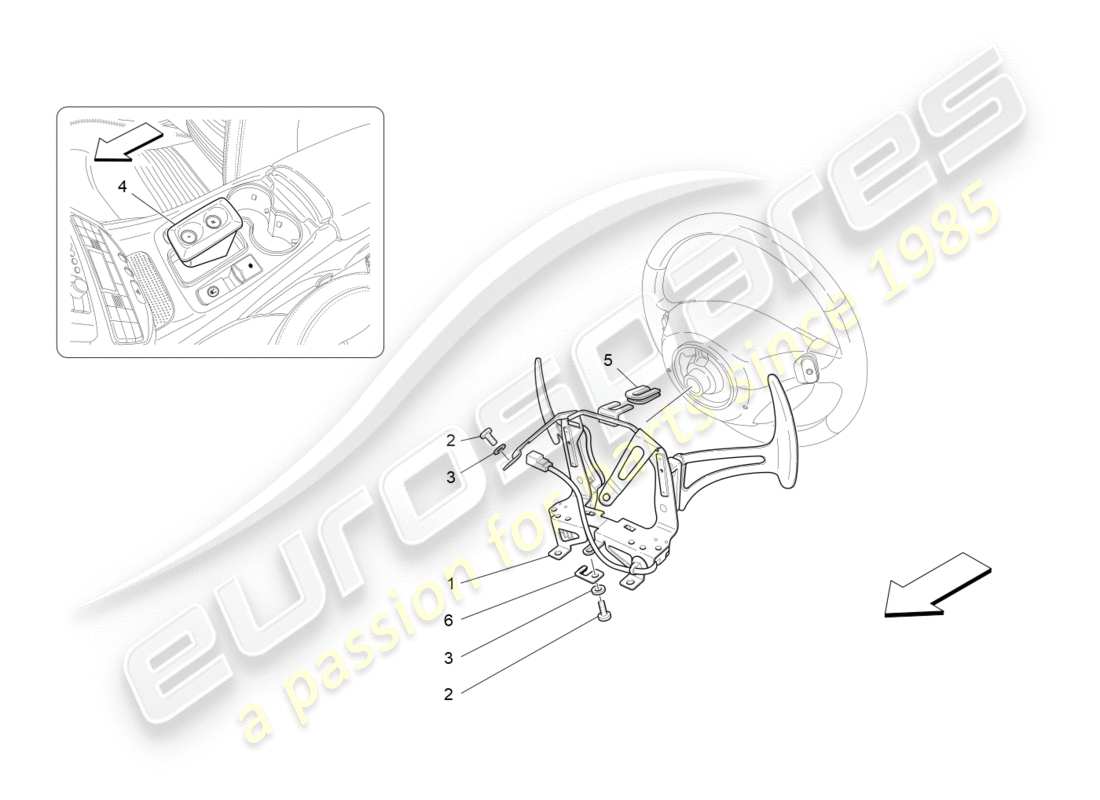 maserati granturismo (2010) comandi del conducente per il cambio f1 diagramma delle parti