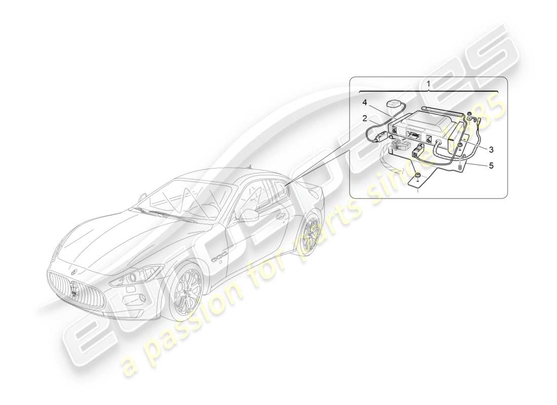 maserati granturismo s (2015) diagramma delle parti del sistema di allarme e immobilizzatore