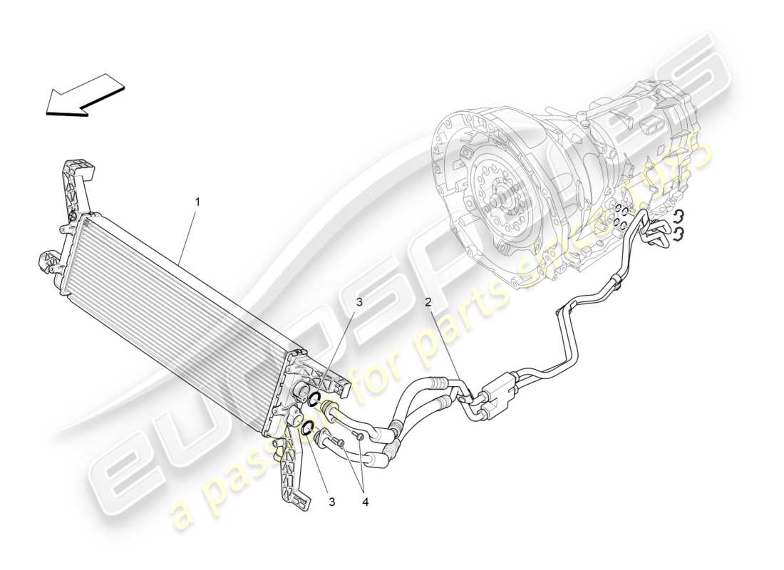 maserati qtp 3.0 tds v6 275hp (2015) diagramma delle parti di raffreddamento dell'olio del cambio e della lubrificazione