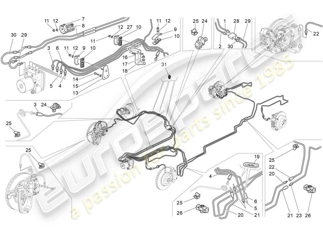 maserati granturismo (2010) diagramma delle parti di linee